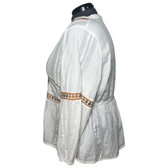Lane Bryant White Long Sleeve Embroidered Boho Blouse Top (Size 24W) - Picture 2 of 6